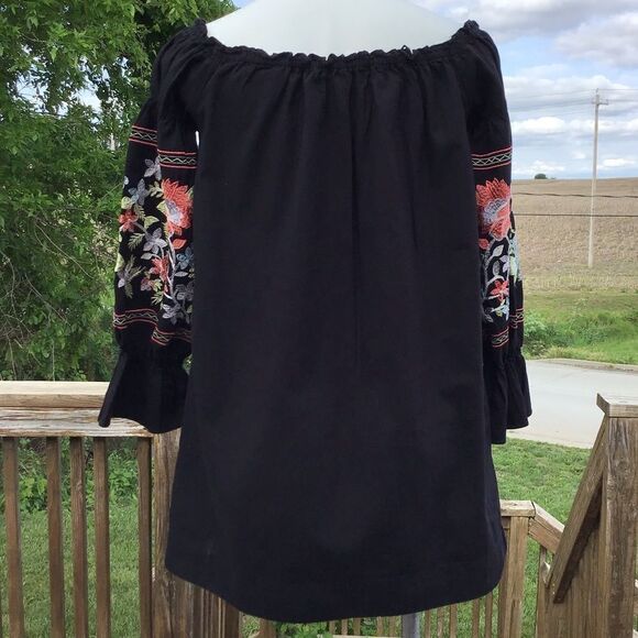 Free People Printed Strapless Mini Dress Fleur Du Jour Off Shoulder Embroidered - Picture 4 of 14